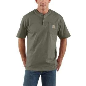 Camiseta Henley de hombre Dearborn, corte holgado y tejido grueso, con bolsillo
