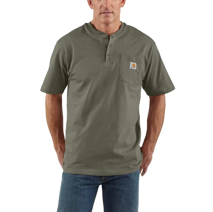 Camiseta Henley de hombre Dearborn, corte holgado y tejido grueso, con bolsillo