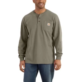 Camiseta Henley de manguitos largos con bolsillo para hombre, corte holgado y tejido grueso, modelo Dearborn