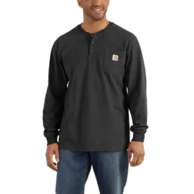 Camiseta Henley de manguitos largos con bolsillo para hombre, corte holgado y tejido grueso, modelo Dearborn