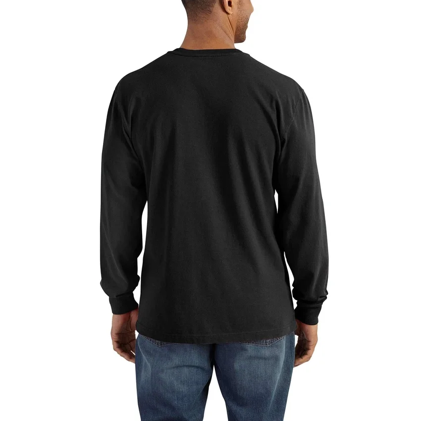 Camiseta Henley de manguitos largos con bolsillo para hombre, corte holgado y tejido grueso, modelo Dearborn