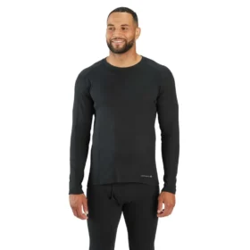 Camiseta interior de sudadera cuello redondo de algodón elástico de peso medio con tejido acanalado