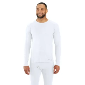 Camiseta interior de sudadera cuello redondo de algodón elástico de peso medio con tejido acanalado