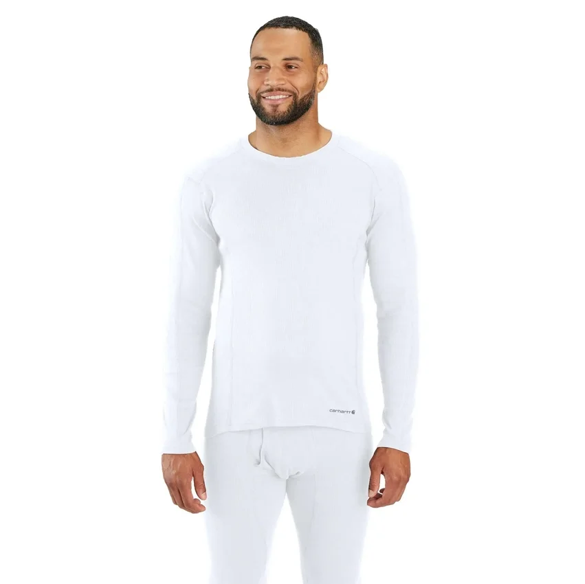 Camiseta interior de sudadera cuello redondo de algodón elástico de peso medio con tejido acanalado