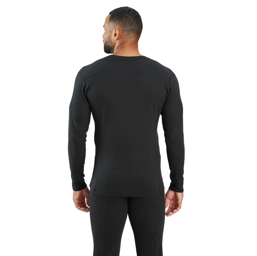 Camiseta interior de sudadera cuello redondo de algodón elástico de peso medio con tejido acanalado