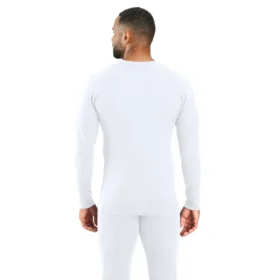 Camiseta interior de sudadera cuello redondo de algodón elástico de peso medio con tejido acanalado
