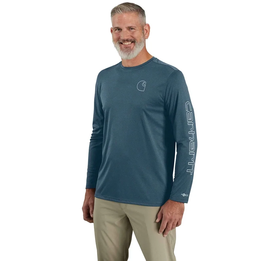 Camiseta ligera de manguitos largos para hombre Force Sun Defender con protección UPF 50+ y tecnología de absorción de la humedad - Camisas de protección solar
