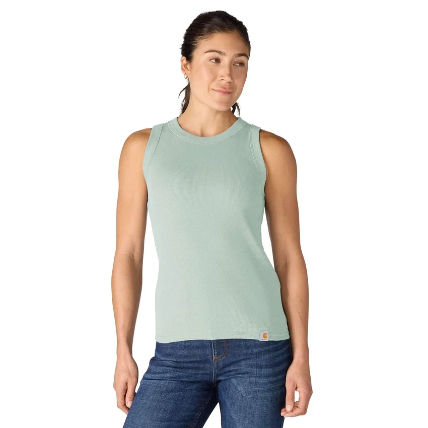 Camiseta sin mangas de mujer de Tencel, ligera y transpirable, con tejido acanalado