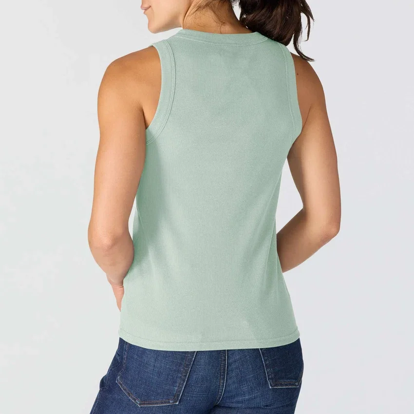 Camiseta sin mangas de mujer de Tencel, ligera y transpirable, con tejido acanalado