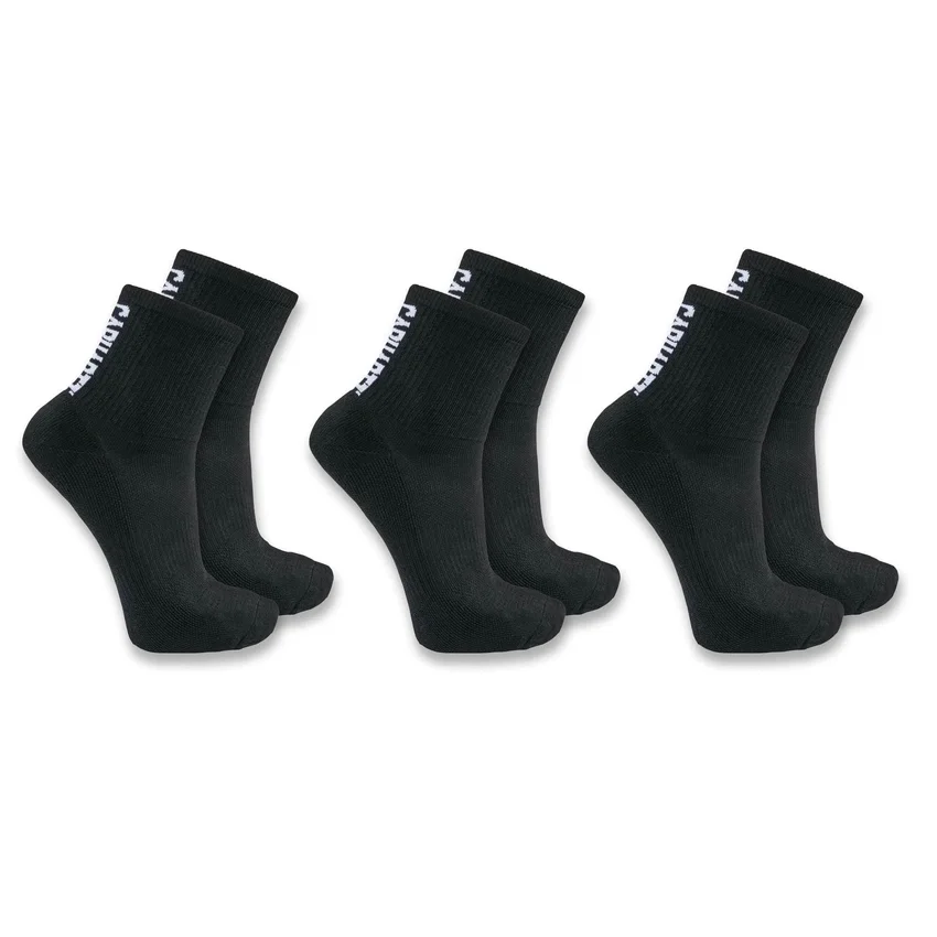 Carhartt Force® Calcetines cortos de media caña con logotipo, peso medio, paquete de 3