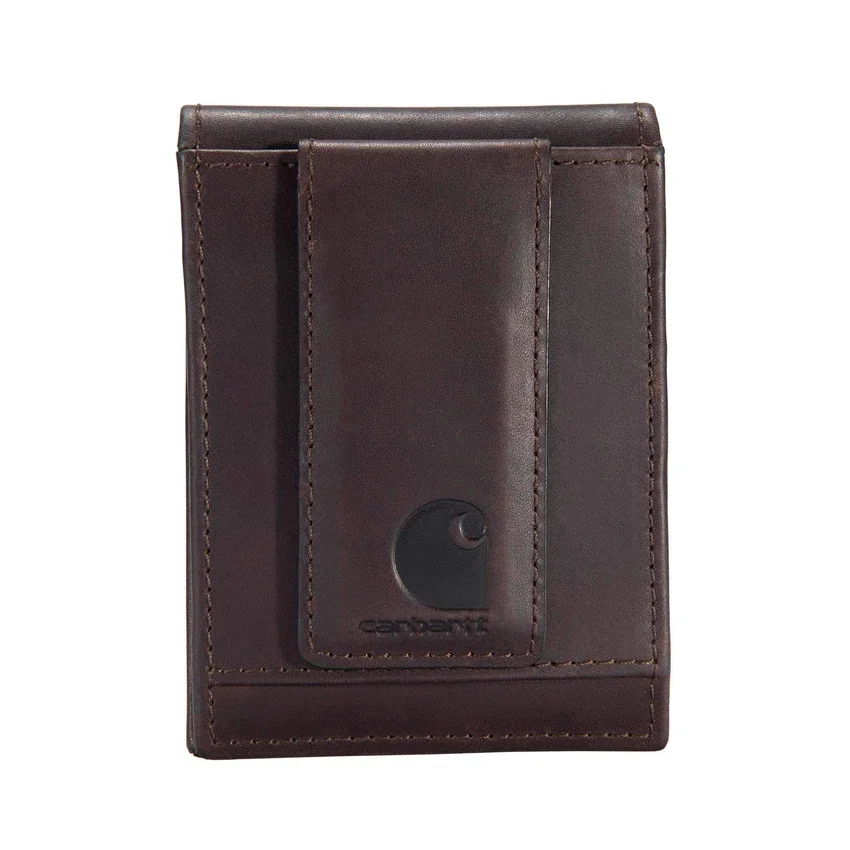 Cartera con bolsillo delantero de cuero curtido al aceite