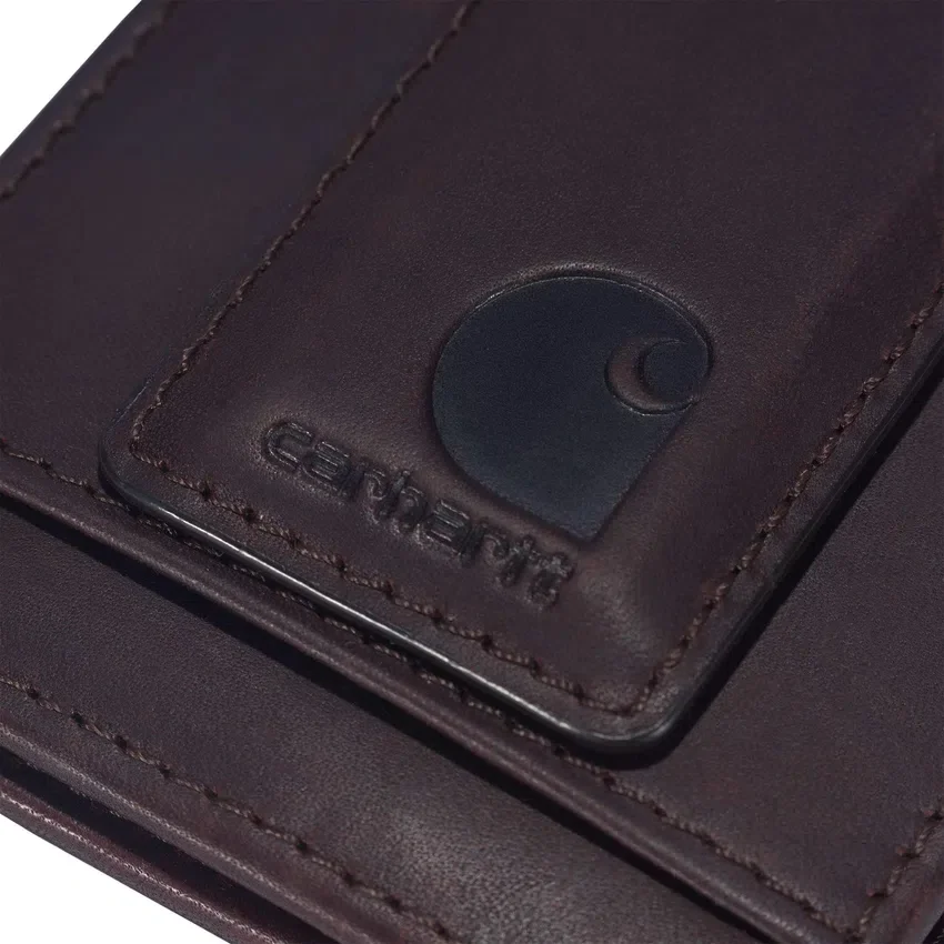 Cartera con bolsillo delantero de cuero curtido al aceite