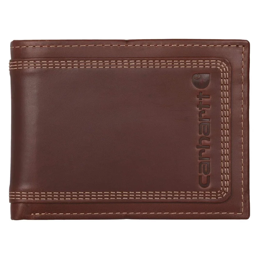 Cartera de cuero con triple costura