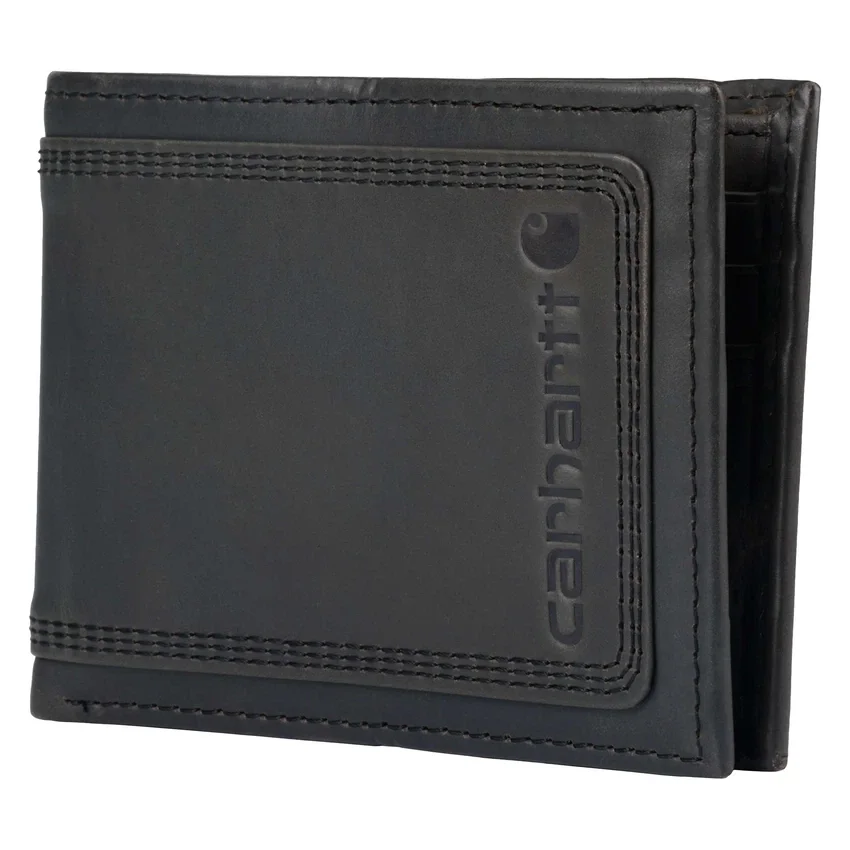 Cartera de cuero con triple costura