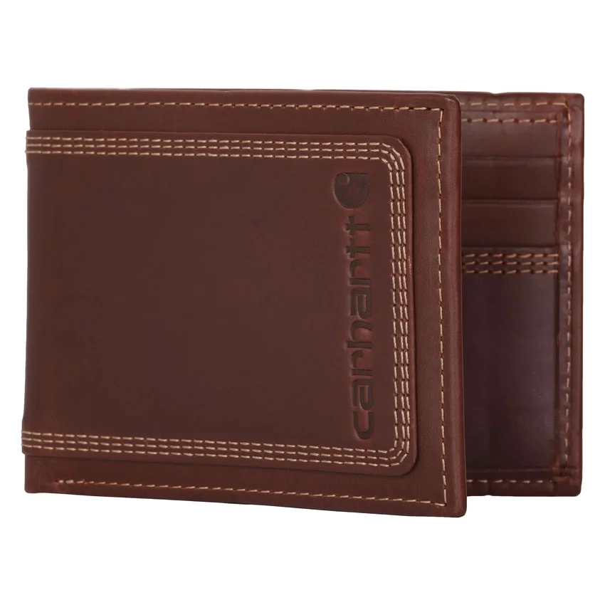 Cartera de cuero con triple costura