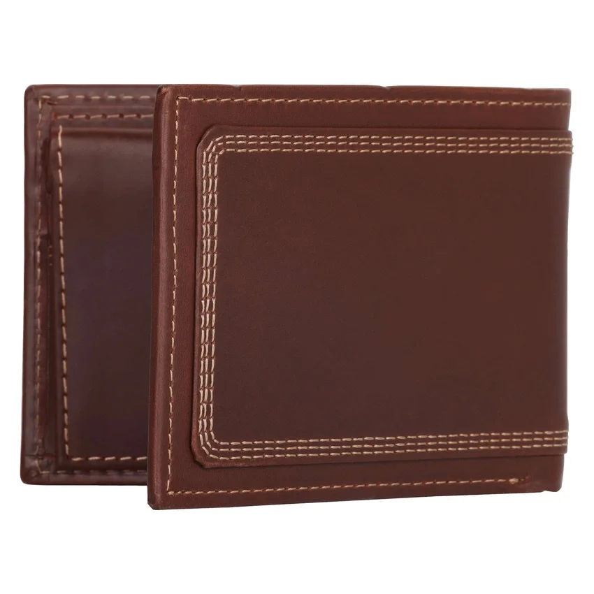 Cartera de cuero con triple costura