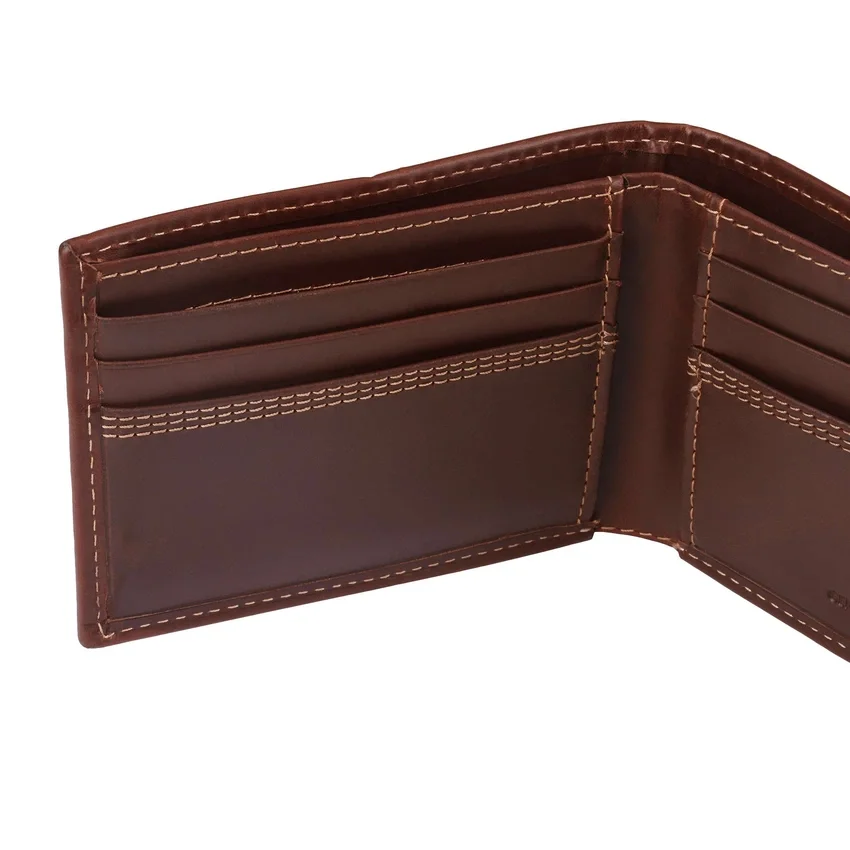 Cartera de cuero con triple costura