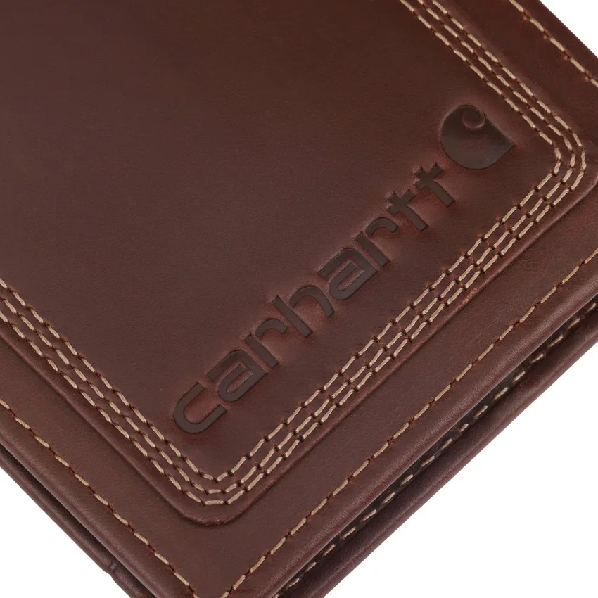 Cartera de cuero con triple costura