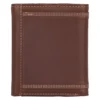 Cartera de cuero de tres pliegues con triple costura