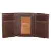 Cartera de cuero de tres pliegues con triple costura