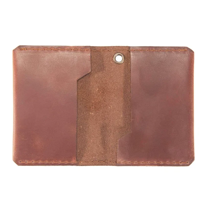 Cartera doble de cuero de estilo artesanal