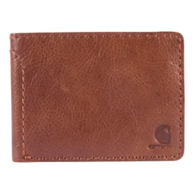 Cartera plegable de cuero patinado