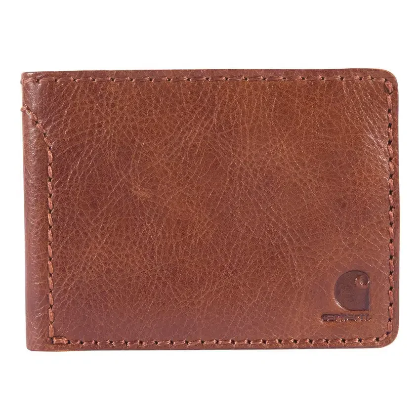 Cartera plegable de cuero patinado