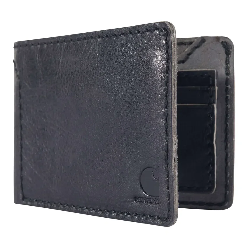 Cartera plegable de cuero patinado