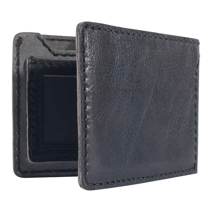 Cartera plegable de cuero patinado