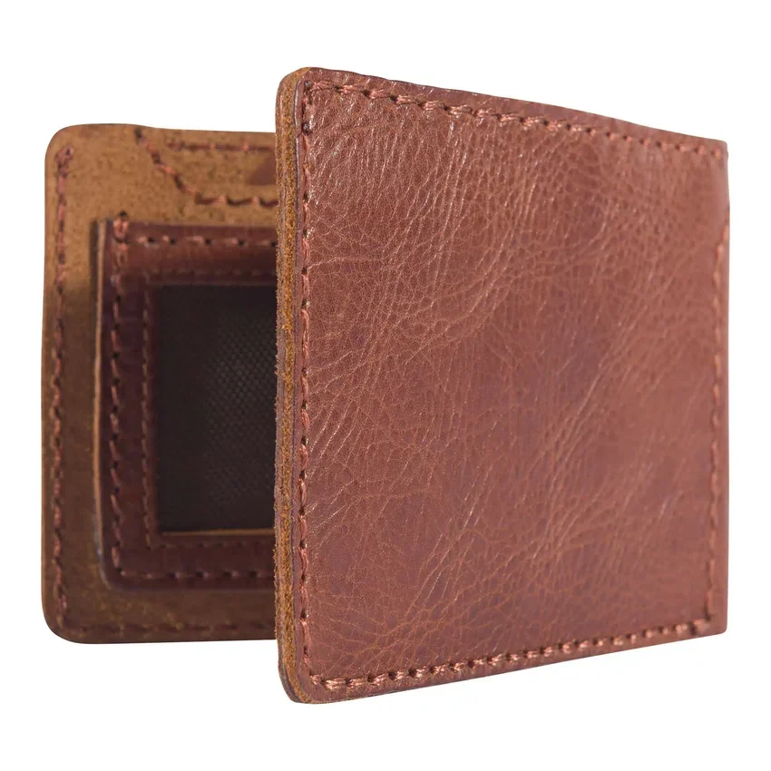 Cartera plegable de cuero patinado