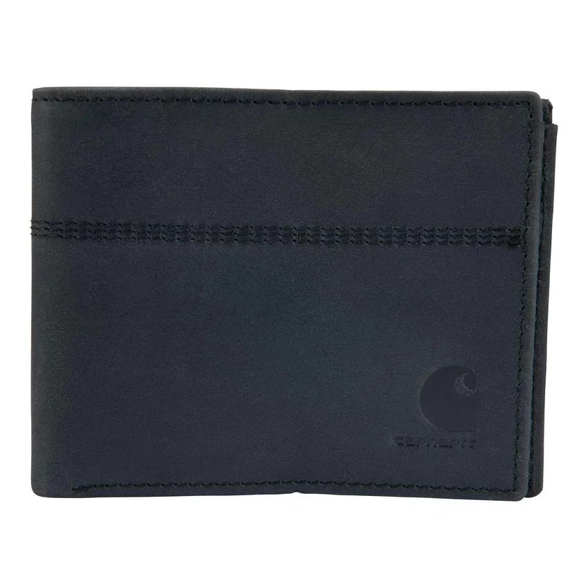 Cartera plegable de dos compartimentos de cuero de silla de montar