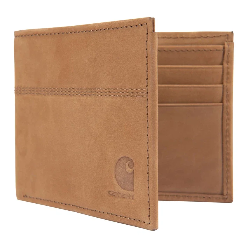 Cartera plegable de dos compartimentos de cuero de silla de montar