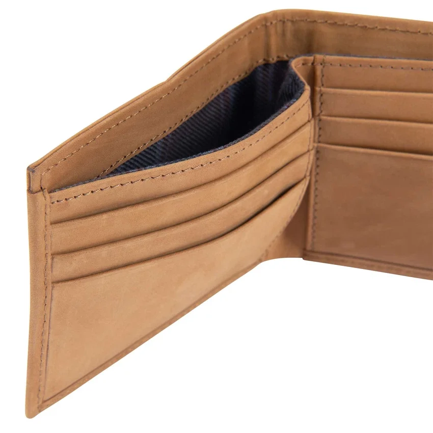 Cartera plegable de dos compartimentos de cuero de silla de montar