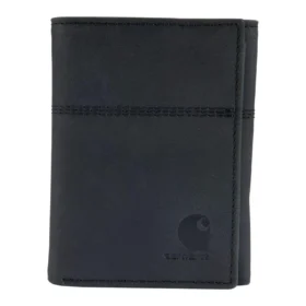 Cartera plegable en tres partes de piel de silla de montar