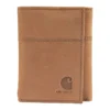 Cartera plegable en tres partes de piel de silla de montar