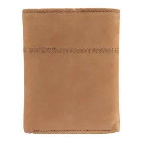 Cartera plegable en tres partes de piel de silla de montar