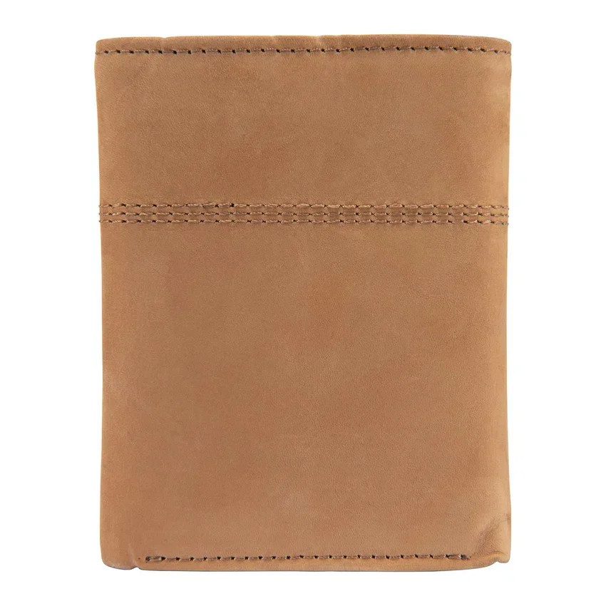 Cartera plegable en tres partes de piel de silla de montar