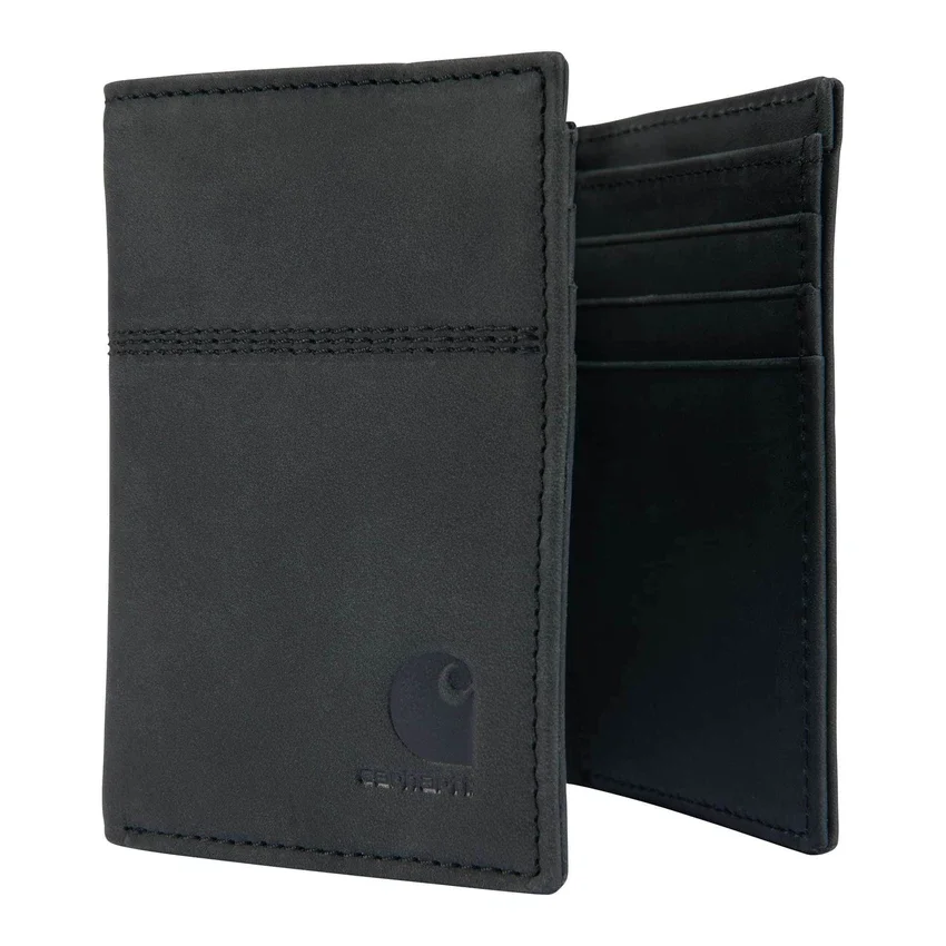 Cartera plegable en tres partes de piel de silla de montar