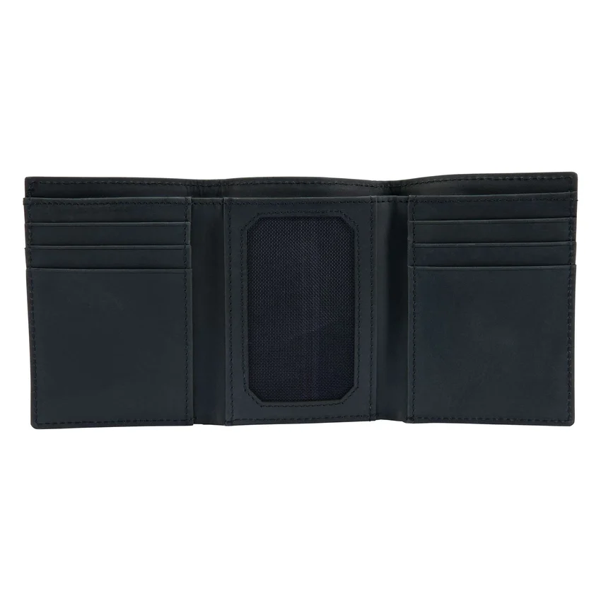 Cartera plegable en tres partes de piel de silla de montar