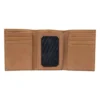 Cartera plegable en tres partes de piel de silla de montar