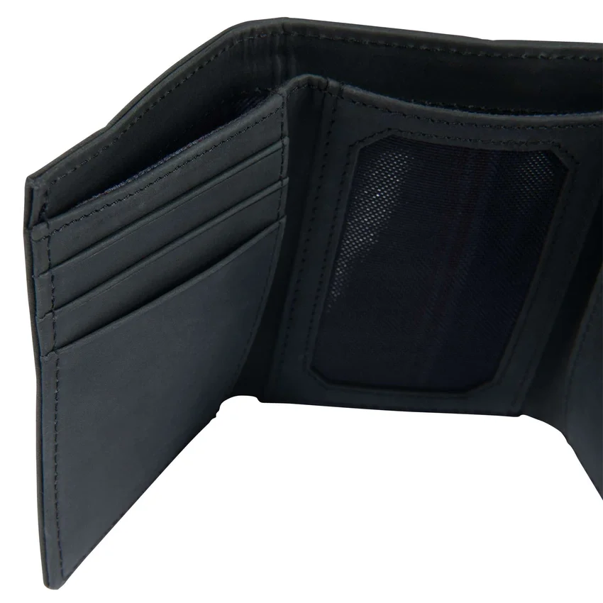 Cartera plegable en tres partes de piel de silla de montar