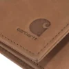 Cartera plegable en tres partes de piel de silla de montar