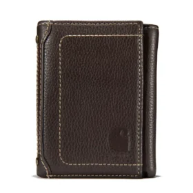 Cartera plegable en tres partes de piel granulada