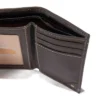 Cartera plegable en tres partes de piel granulada