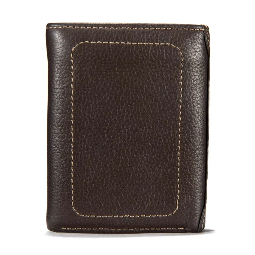 Cartera plegable en tres partes de piel granulada