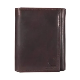 Cartera tríptica de cuero curtido al aceite
