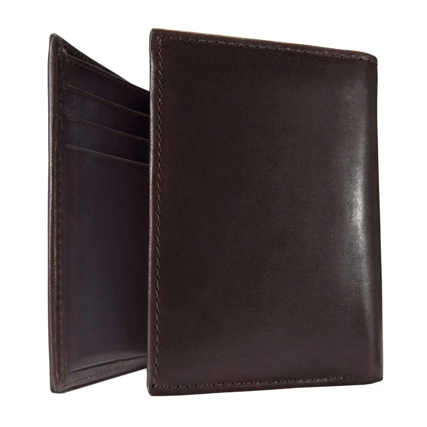 Cartera tríptica de cuero curtido al aceite