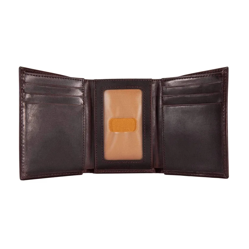 Cartera tríptica de cuero curtido al aceite