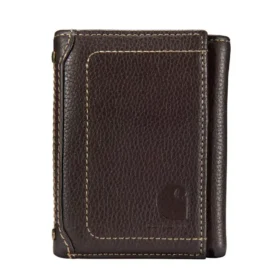 Cartera tríptica de piel granulada