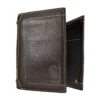 Cartera tríptica de piel granulada